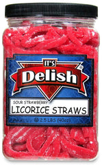 Sour Strawberry Licorice Straws — Jumbo Jar - It's Delish (photo 2)