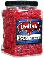 Sour Strawberry Licorice Straws — Jumbo Jar - It's Delish