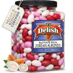 Red, Pink & White Jordan Almonds Mix - Jumbo Jar - It's Delish