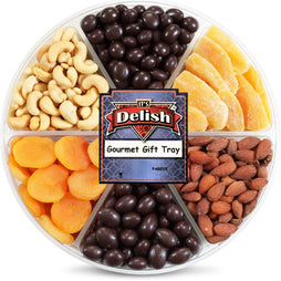 Holiday Chocolate, Nuts & Dried Fruit Assortment Gift Tray 6-Pt - It's Delish