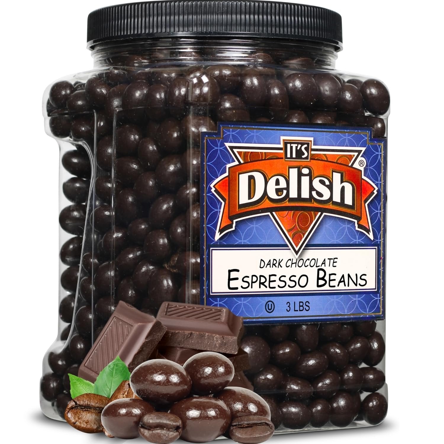 Dark Chocolate Espresso Beans Jumbo Jar - It's Delish