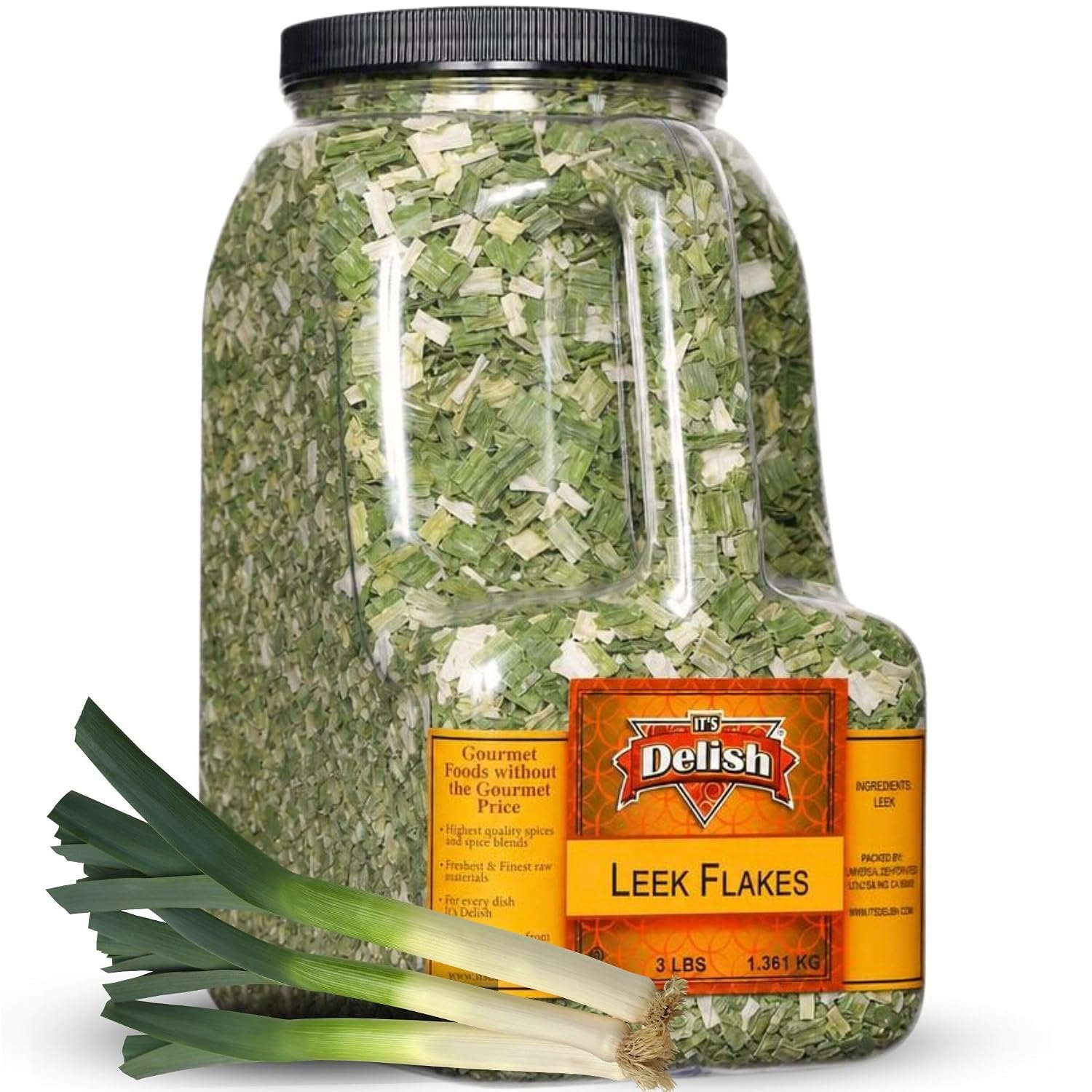 Dehydrated Leek Flakes 3 LBS Restaurant Gallon Jug - It's Delish