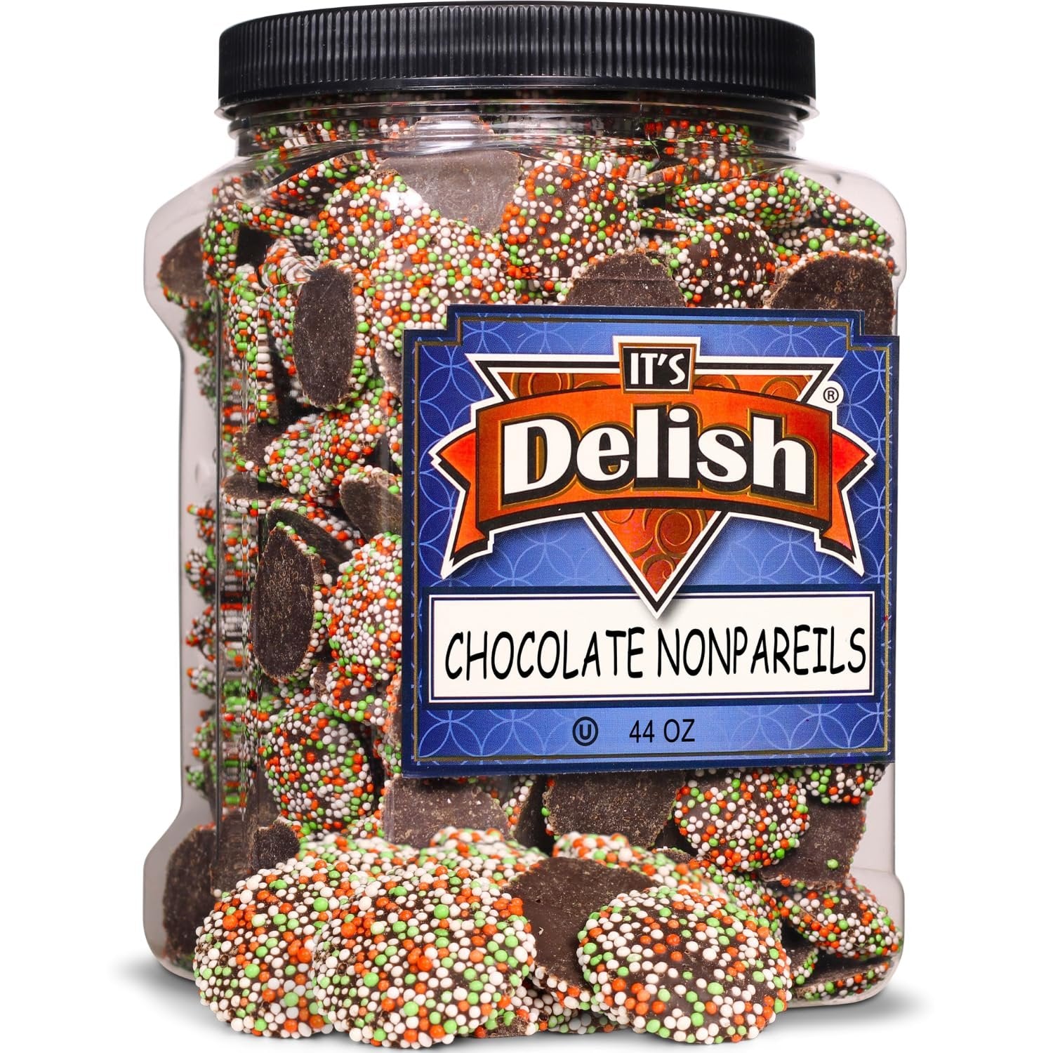 Christmas Dark Chocolate Nonpareils Jumbo Jar - It's Delish