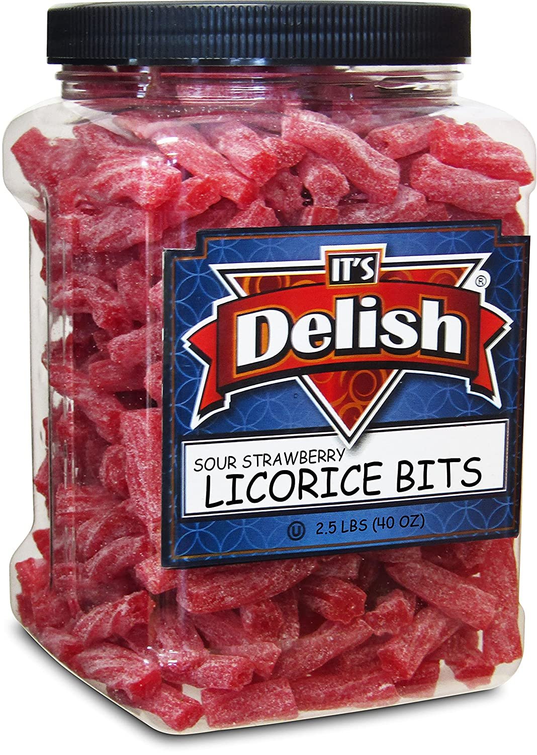 Sweet & Sour Strawberry Licorice Bits — Jumbo Jar - It's Delish
