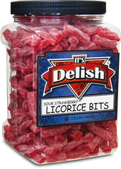 Sweet & Sour Strawberry Licorice Bits — Jumbo Jar - It's Delish