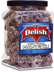 Rainbow Nonpareil Dark Chocolate Pretzels — Jumbo Jar - It's Delish (photo 4)