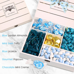 Blue Candy Gift Tray Wood Gift Basket with Lid - It's Delish (photo 2)