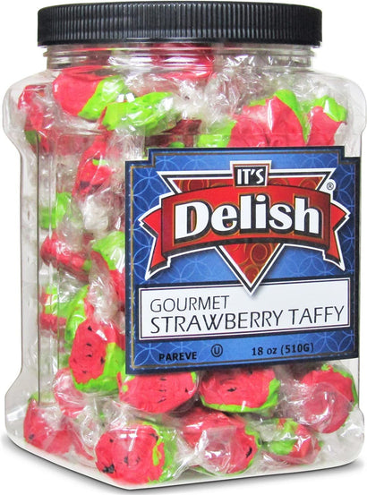 Red Strawberry Taffy Chews — Jumbo Jar - It's Delish