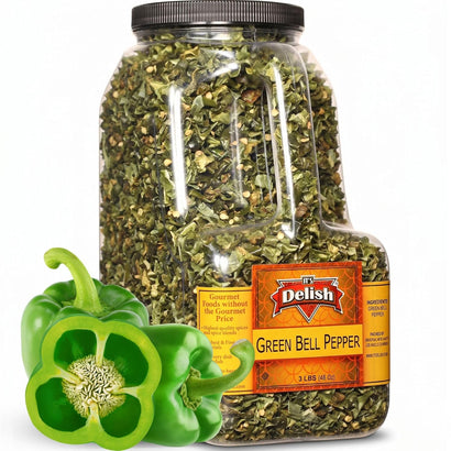 Dehydrated Green Bell Peppers 3 LBS Gallon SizeJug - It's Delish