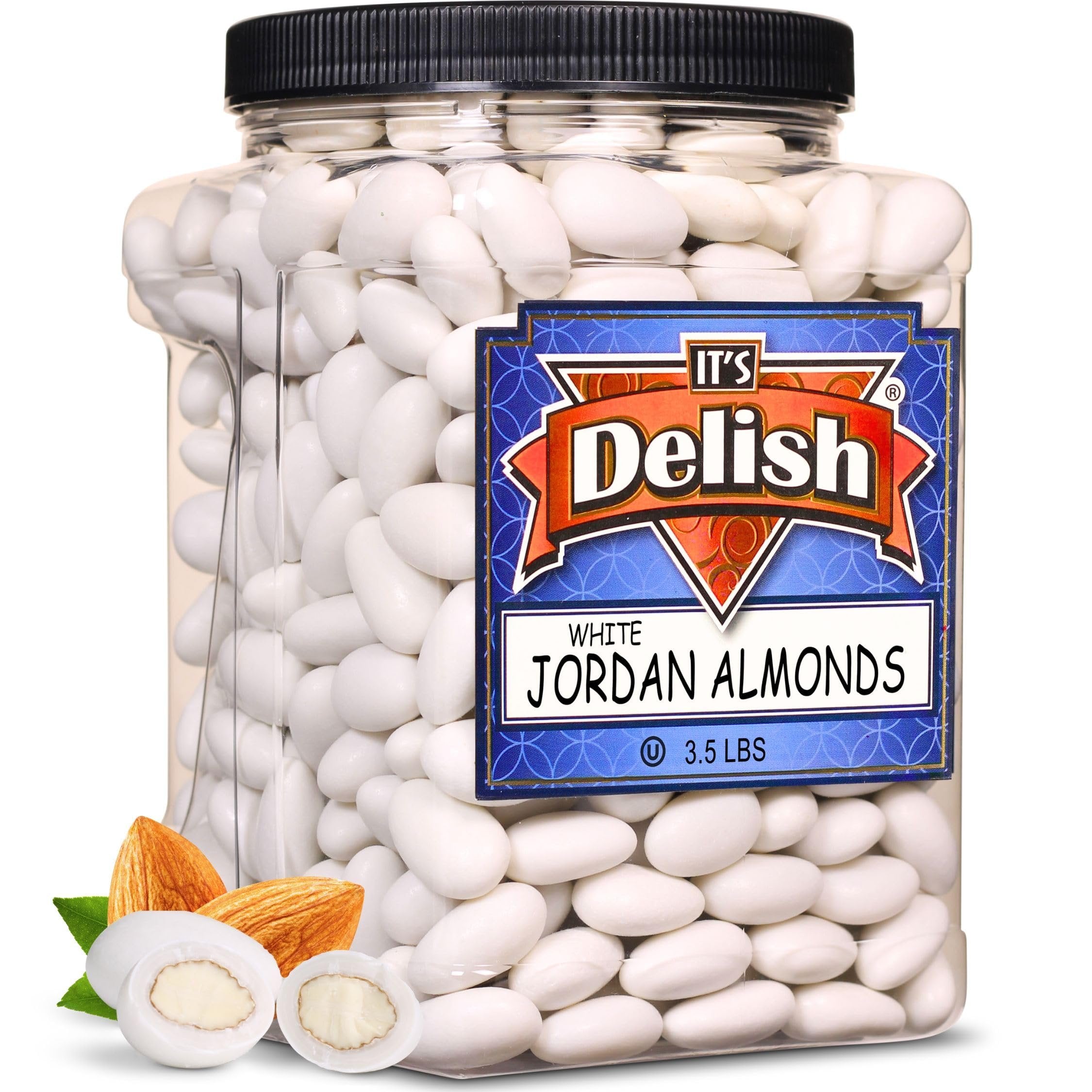 White Jordan Almonds 3.5 lbs Jumbo Container - It's Delish