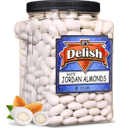 White Jordan Almonds 3.5 lbs Jumbo Container - It's Delish