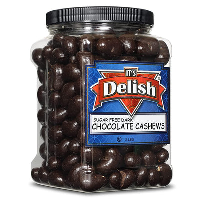 Sugar Free Dark Chocolate Cashews — Jumbo Jar - It's Delish