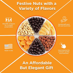 Holiday Chocolate, Nuts & Dried Fruit Assortment Gift Tray 6-Pt - It's Delish (photo 4)