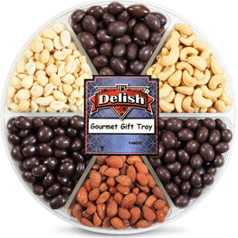 Gourmet Nut & Chocolate Variety 6-Section Gift Tray - It's Delish