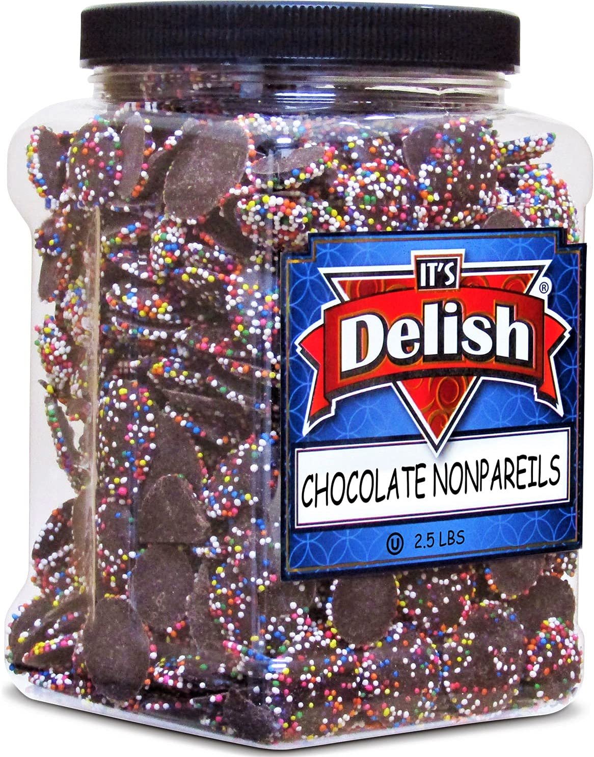 Rainbow Nonpareil Dark Chocolate Discs — Jumbo Jar - It's Delish