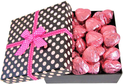 Valentine's Chocolate Raspberry Creme Hearts - Polka Dot Gift Box - It's Delish