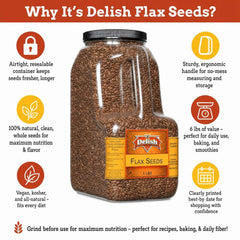 Brown Flax Seeds 6 LBS Bulk Gallon Jug with Handle - It's Delish (photo 5)