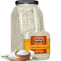 Garlic Parsley Salt 6 LBS Bulk Gallon Jug with Handle - It's Delish