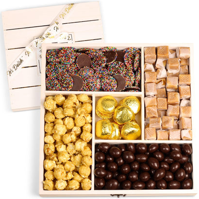 Classy Candy Gift Tray Wood Gift Basket with Lid - It's Delish
