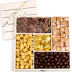Classy Candy Gift Tray Wood Gift Basket with Lid - It's Delish