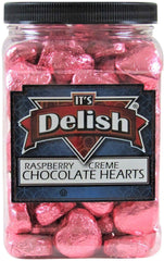 Raspberry Crème Chocolate Hearts — Pink Foil Jumbo Jar - It's Delish (photo 3)
