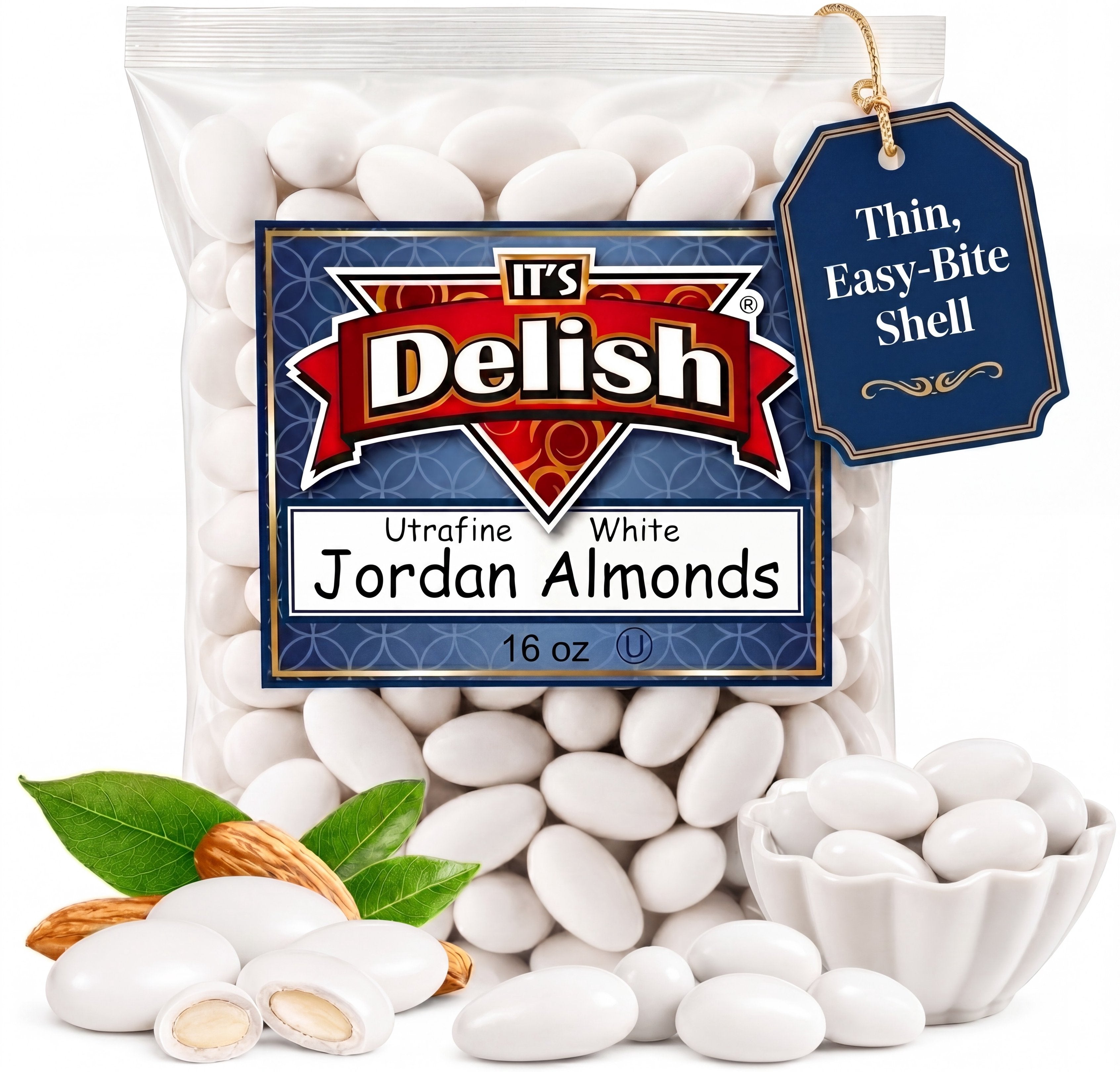 Ultra Fine White Jordan Almonds - It's Delish