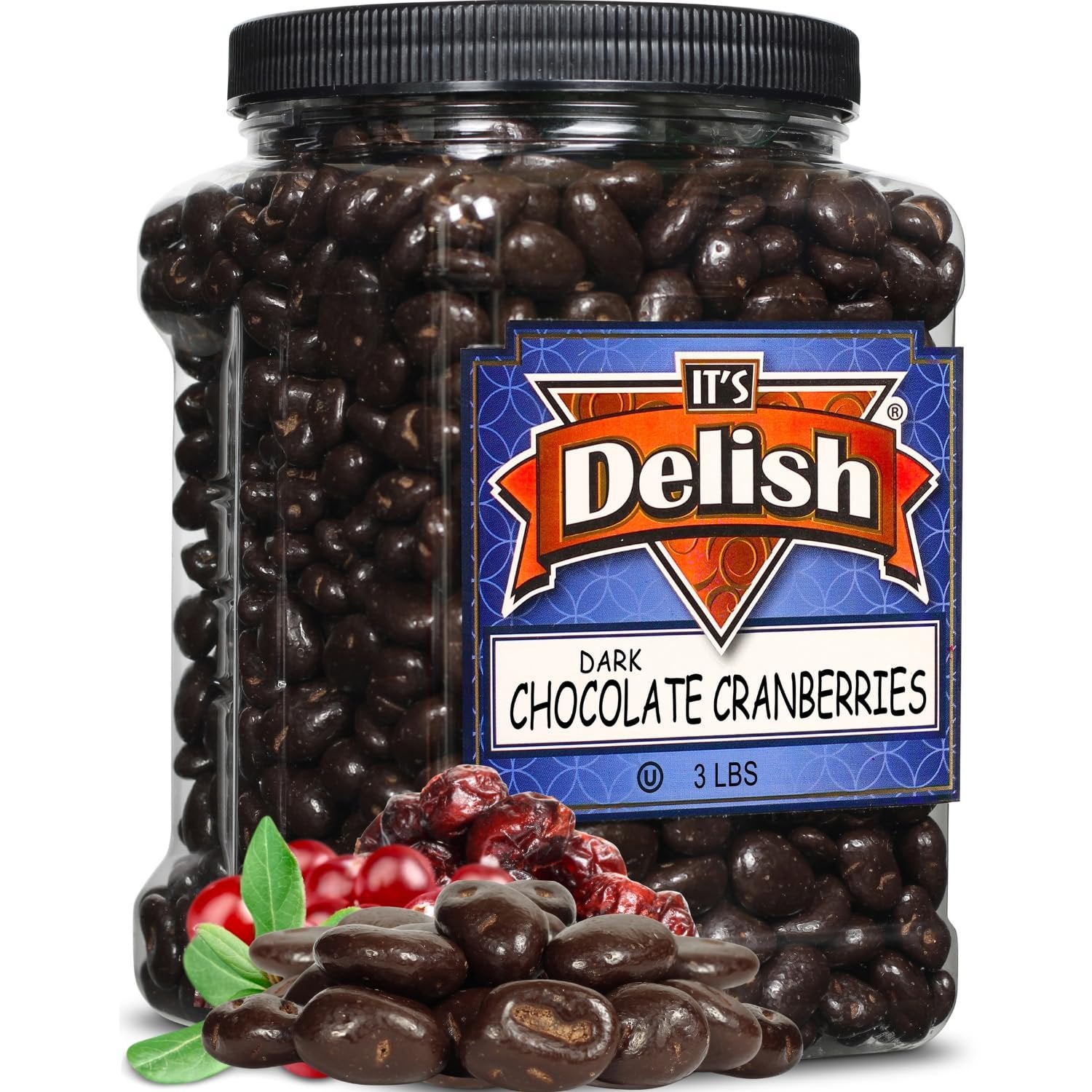 Dark Chocolate Cranberries Jumbo Jar - It's Delish