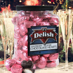 Raspberry Crème Chocolate Hearts — Pink Foil Jumbo Jar - It's Delish (photo 2)
